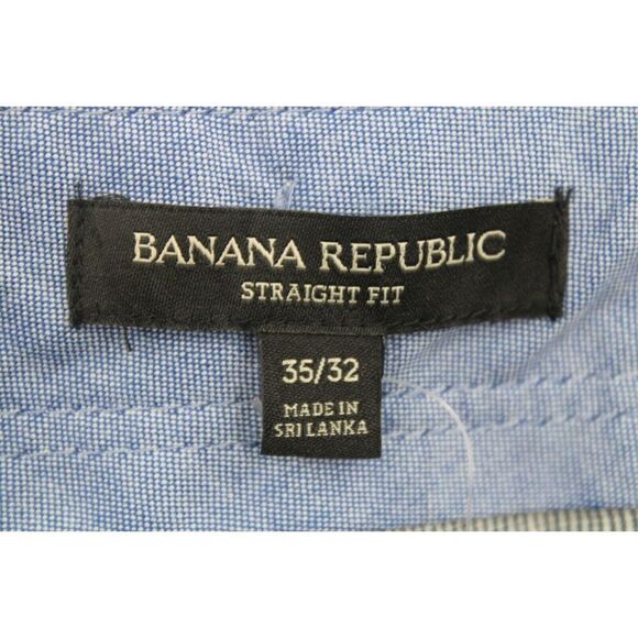 Banana Republic Straight Fit Trousers Navy White Pin Stripe 35x32 NWT - Picture 9 of 10